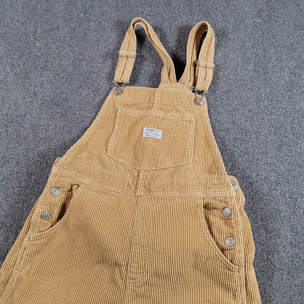 Levi's Premium Corduroy Overalls Womens Small Tan Straight Leg Bib 85315-0006